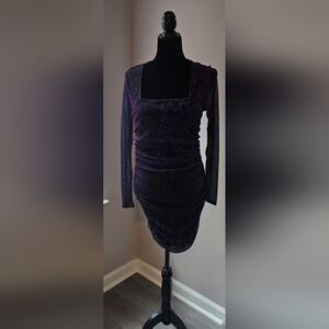 Fashion Nova Shimmering Purple Long Sleeve Dress